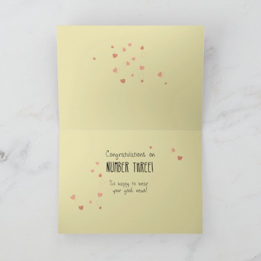 BEEへの親、3番目のお子様おめでとうございます カード (内部)