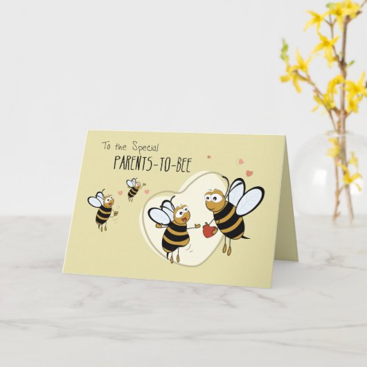 BEEへの親、3番目のお子様おめでとうございます カード (黄色い花)