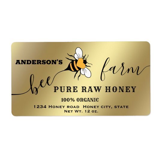 Beeスクリプトビーファームはちみつ瓶ラベル ラベル (正面)