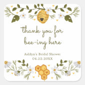Beeテーマのブライダルシャワーステッカー スクエアシール (正面)