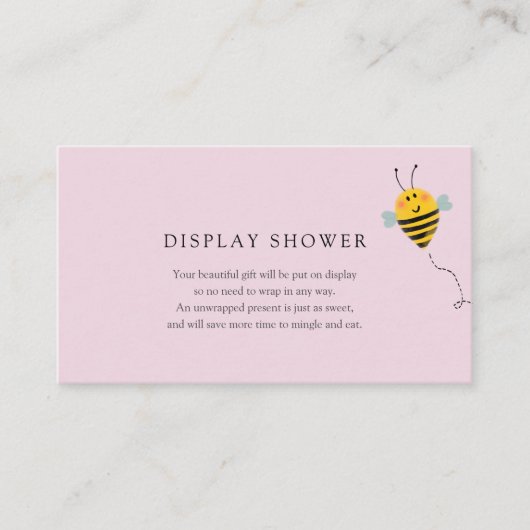Beeディスプレイベビーシャワー挿入カード エンクロージャーカード (正面)