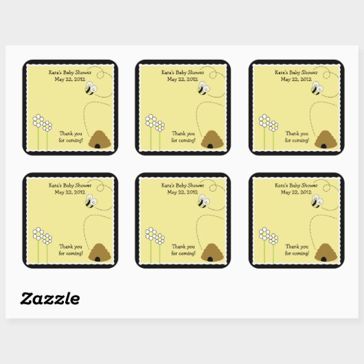 Beeハッピーのまわりにスクエアお気に入りシール スクエアシール (シート)