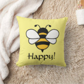 BeeハッピークッションとBeeイメージ。編集可能 クッション (ブランケット)