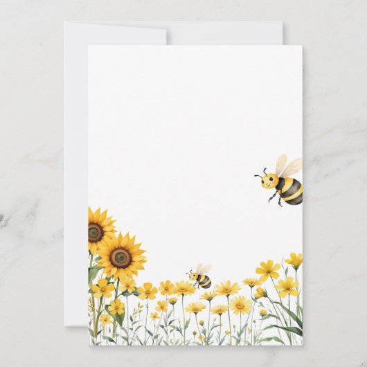 Beeフローラ私たちの小さな蜂蜜ビーはONEを回している 招待状 (裏面)