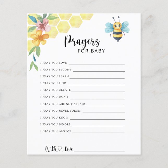 Beeフローラ-パーティーゲーム |ベビーの祈りの言葉 (正面)