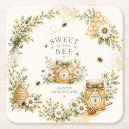 Beeベイビーシャワー Sweet As Can Bee（スウィート・アズ・キャン・ビー）ジェンダー スクエアペーパーコースター