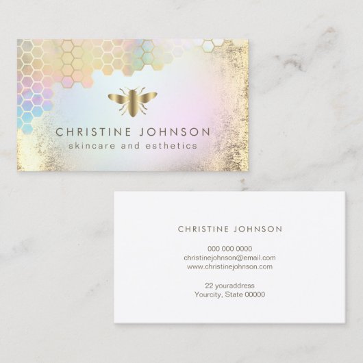 beeロゴのフォイルフェイク効果デザイン 名刺 (正面/裏面)