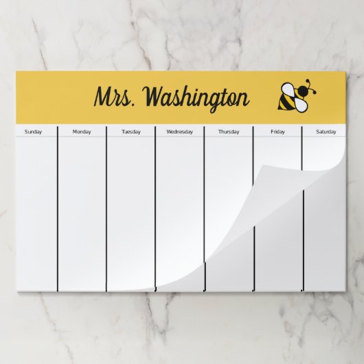 Bee先生ズデスクウィークリースケジュールプランナーパッド ペーパーパッド (折り畳み)