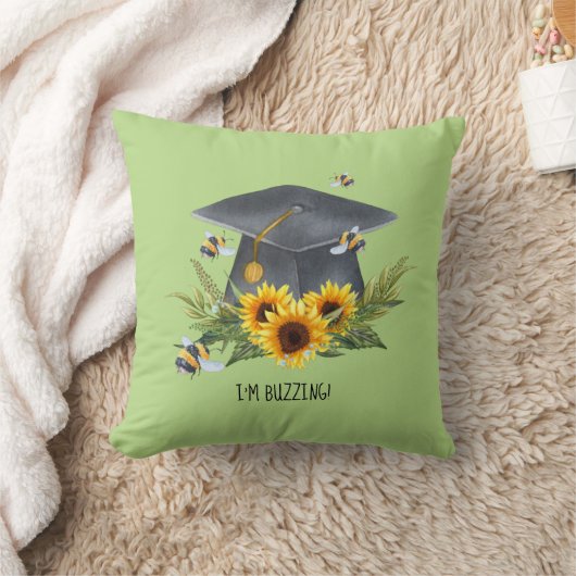 BEE卒業ギフト – おもしろいイムブズパーソナライズされたング クッション (ブランケット)