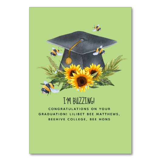 BEE卒業ギフト – おもしろいイムブズパーソナライズされたング テーブルナンバー (正面)