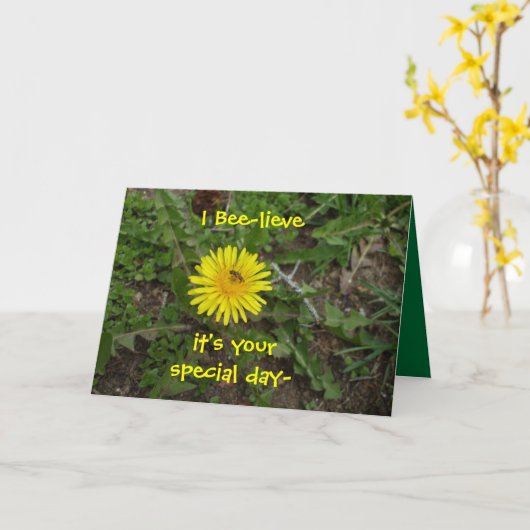 Bee誕生日 カード (黄色い花)