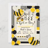 BEE赤ちゃんシャワー性別が明らかになる 招待状 (正面)