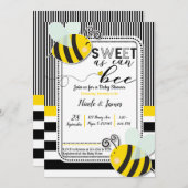 BEE赤ちゃんシャワー性別が明らかに甘い 招待状 (正面/裏面)