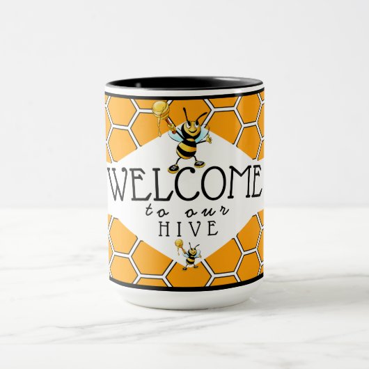 Bee クール Hive Coofeへようこそ マグカップ (中央)