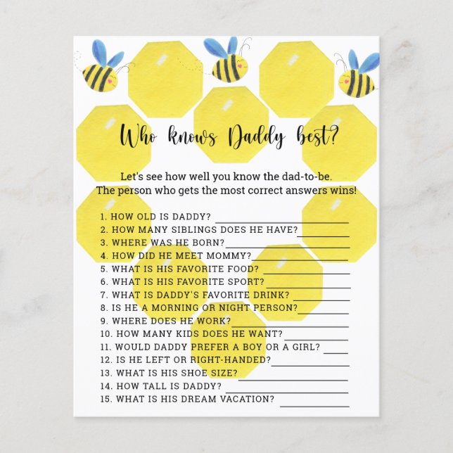 Bee - パパを一番知ってるのは誰？ゲーム (正面)