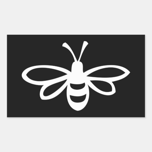 Bee (モノクロ) 長方形シール (正面)