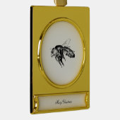 Bee – 暗い神秘的な昆虫 ゴールドプレートバナーオーナメント (右)