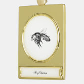 Bee – 暗い神秘的な昆虫 ゴールドプレートバナーオーナメント (左)