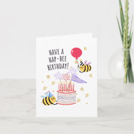 Bee 誕生日カード - "Hap-Bee バースデー おめでとう！" カード