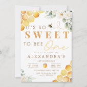 Bee 1stバースデースウィートto be One Girlフローラ 招待状 (正面)