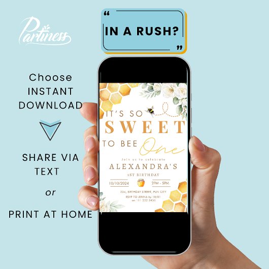 Bee 1stバースデースウィートto be One Girlフローラ 招待状