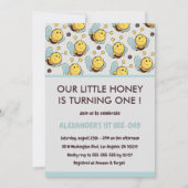 Bee 1st誕生日招待状かわいい私たちの小さな蜂蜜 招待状 (正面)