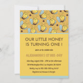 Bee 1st誕生日招待状かわいい私たちの小さな蜂蜜 招待状 (正面)