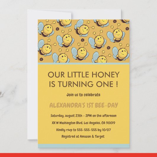 Bee 1st誕生日招待状かわいい私たちの小さな蜂蜜 招待状