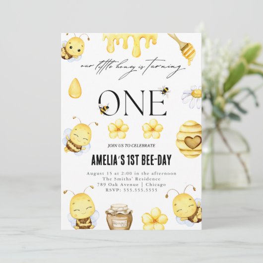 Bee 1st誕生日招待状 招待状 (スタンド正面)