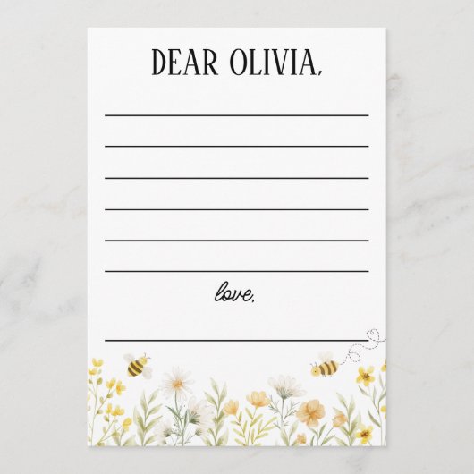 Bee 1st Birthday Time Capsule Card 招待状 (正面)