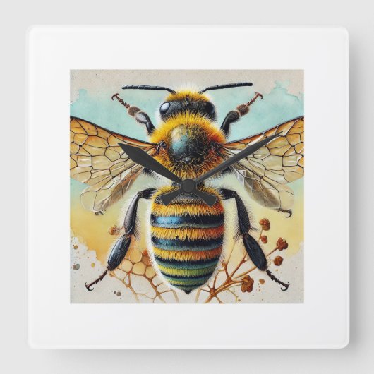 Bee 280924IREF212 - Watercolor スクエア壁時計 (正面)