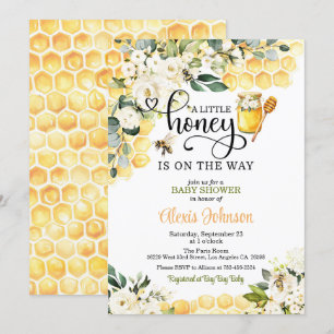 Bee A Little Honey is on the Way Baby Shower 招待状