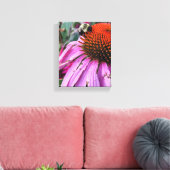 Bee and Coneflower Faux Wrapped Canvas Print キャンバスプリント (インサイチュ (リビング))