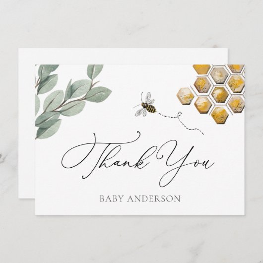 Bee and Eucalyptus Greenery Thank You (正面/裏面)