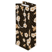 Bee and Flowers Pattern ワインギフトバッグ (裏面アングル)