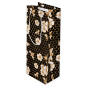 Bee and Flowers Pattern ワインギフトバッグ (正面アングル)