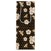 Bee and Flowers Pattern ワインギフトバッグ (正面)