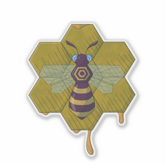 Bee and Hive sticker  シール (正面)