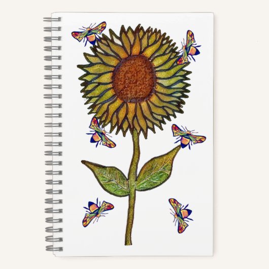 Bee And Sunflower Notebook ノートブック (正面)