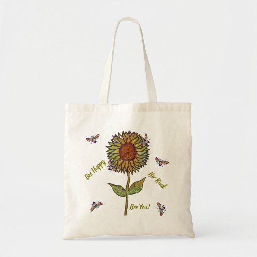 Bee And Sunflower Tote Bag トートバッグ (正面)