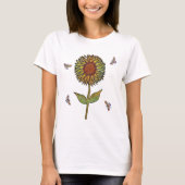 Bee And Sunflower Womens T-Shirt Tシャツ (正面)