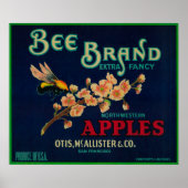 Bee Apple Crateラベル ポスター (正面)