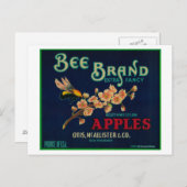 Bee Apple Crateラベル ポストカード (正面/裏面)
