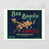 Bee Apple Crateラベル ポストカード (正面)