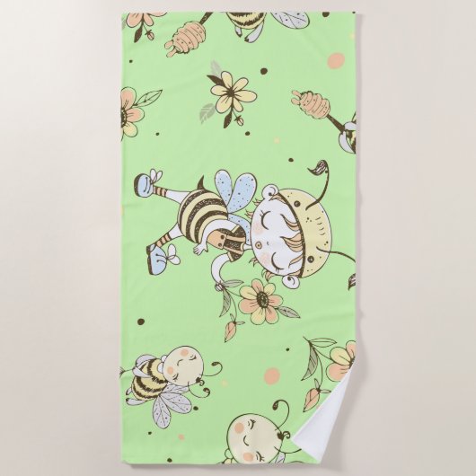 Bee Artwork ビーチタオル (正面)