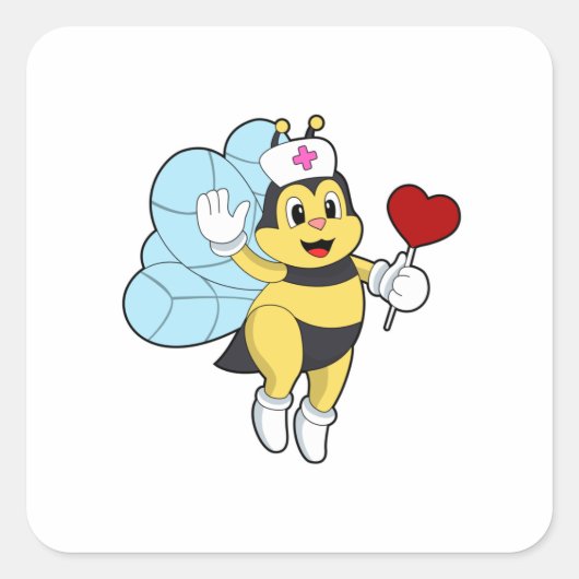 Bee asナースwithハート.PNG スクエアシール (正面)