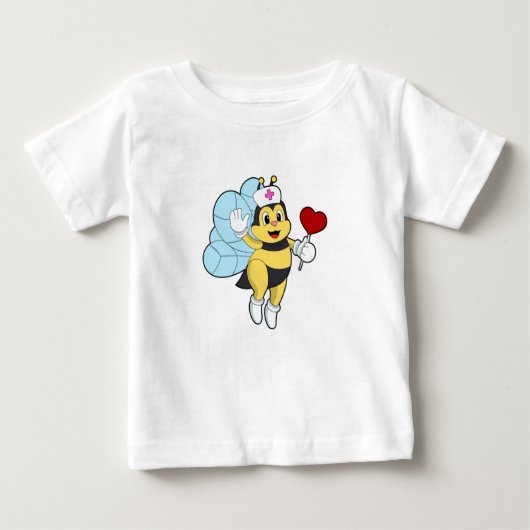 Bee asナースwithハート.PNG ベビーTシャツ (正面)