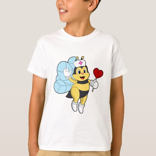 Bee asナースwithハート.PNG Tシャツ (正面)