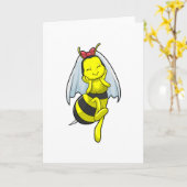 Bee as Bride 結婚at's with Veil カード (黄色い花)