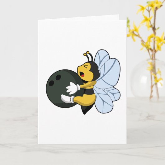Bee at Bowling with Bowling ball カード (黄色い花)
